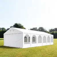 TOOLPORT 5x12 m partytelt, PVC-presenning, hvit, med bunnramme