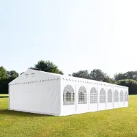 TOOLPORT 8x24 m partytelt, PVC-presenning, hvit, med bunnramme