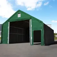 TOOLPORT 8x12 m telthall, PRIMEtex-PVC-presenning, mørkegrønn, med statikk (jordunderlag)