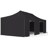 TOOLPORT 4x8 m aluminium, pop up partytelt, 4 sidepaneler, svart