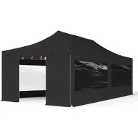 TOOLPORT 4x8 m aluminium, pop up partytelt, 4 sidepaneler, svart