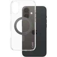 PanzerGlass CARE by - Baksidedeksel for mobiltelefon - MagSafe-samsvar - resirkulert plast - gjennomsiktig, svart - for Apple iPhone 16 Plus