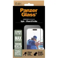 PanzerGlass - Skjermbeskyttelse for mobiltelefon - ultrabred passform - glass - rammefarge svart - for Apple iPhone 16 Pro Max
