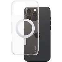 PanzerGlass CARE by - Baksidedeksel for mobiltelefon - med stativ - MagSafe-samsvar - termoplast-polyuretan (TPU), polykarbonat (PC), aluminiumslegering - gjennomsiktig, sølv - for Apple iPhone 16 Pr