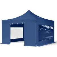 TOOLPORT 4x4 m stål, pop up partytelt, 4 sidepaneler, blå