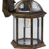 LINDBY utendørs vegglampe Adelisa, gull antikk, aluminium, høyde 39 cm