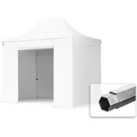 TOOLPORT 3x2 m aluminium, pop up partytelt, 4 sidepaneler, hvit