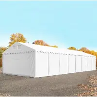 TOOLPORT 6x28 m lagertelt, PVC-presenning, hvit, med bunnramme, med statikk (betongunderlag)
