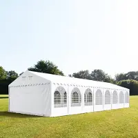 TOOLPORT 6x24 m partytelt, PVC-presenning, hvit, med bunnramme