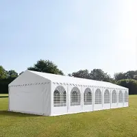 TOOLPORT 6x18 m partytelt, PVC-presenning, hvit, med bunnramme