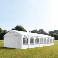 TOOLPORT 6x28 m partytelt, PVC-presenning, hvit, med bunnramme
