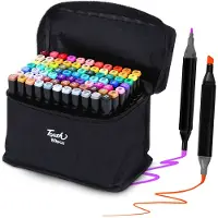 Extralink Stort sett med 80 dobbeltsidige tusjpenner - med praktisk oppbevaringspose