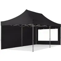 TOOLPORT 3x6 m stål, pop up partytelt, 2 sidepaneler, svart