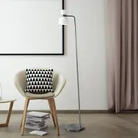 SFORZIN Gulvlampe Fifty, stålfarget, opalhvit glass, justerbar
