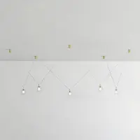SFORZIN Aladino hengelampe, 5 lyskilder, klar/gull, glass, desentralisert