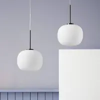 SFORZIN Bombo hengelampe, 2 lyskilder, hvit, glass, desentralisert