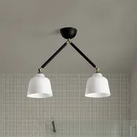 SFORZIN Neoretro taklampe, 2 lyskilder, svart/milky, ledd