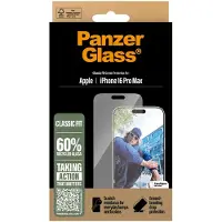 PanzerGlass - Skjermbeskyttelse for mobiltelefon - klassisk passform - glass - rammefarge transparent - for Apple iPhone 16 Pro Max
