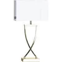 By Rydens Omega bordlampe messing/hvit høyde 52cm