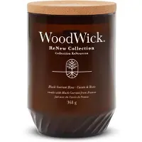 Woodwick WW ReNew stort duftlys - solbær & rose - sort
