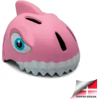 Crazy Safety Sykkelhjelm m. Lys - Shark - Rosa - - 49-55 cm - Sykkelhjelm