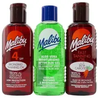Malibu Sun Fast Tanning Travel Essentials - 2 x Fast Tanning Oil + 1 x Alove Vera Moisturizing After Sun Gel 100 ml
