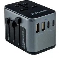 Verbatim UTA-03 universell reiseadapter 30 W PD 3.0, 3x USB-C, 2x USB-A