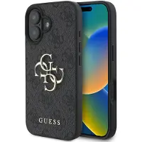 GUESS 4G-etui med stort logo for iPhone 16 – svart
