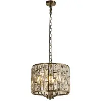 Searchlight Bijou pendellampe, 3-lys, messing, krystallglass