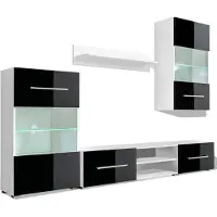 vidaXL TV-møbel med skap og LED-lys 5 deler svart