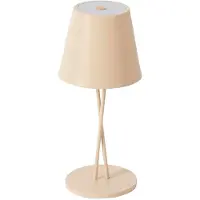 LINDBY LED oppladbar bordlampe Janea, CROSS, beige, metall