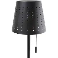 LINDBY LED-solcelledrevet gulvlampe Hilario, svart, jern, batteri