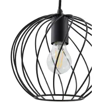 LINDBY hengelampe Danika, rund, Ø 50 cm, svart, metall