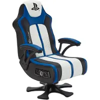 X Rocker Sony Playstation Legend 2.1 gamingstol med stereohøyttalersystem og vibrasjonsmotor - blå/svart/hvit