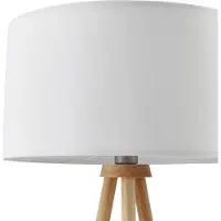 LINDBY gulvlampe Adamio, Ø 45,5 cm, hvit, tekstil, stativ