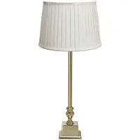 PR Home bordlampe Linné Sofia Plissé 66 cm hvit/gull lin