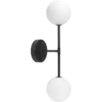PR Home Sigma D vegglampe, svart/opal, 2 lyskilder, 49 cm glass