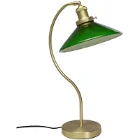 PR Home Axel bordlampe, messingfarget, skjerm i grønt glass