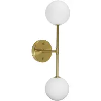PR Home Sigma D vegglampe, gull/opal, 2 lyskilder 49 cm glass