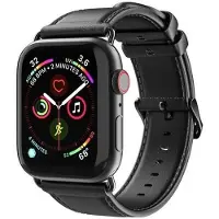 DUX Apple Watch (38/40/SE/41/42mm) YA-rem i ekte skinn med M-spenne - svart