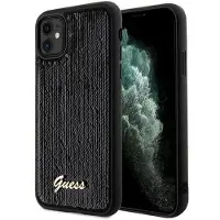 GUESS Sequin Script Metallveske for iPhone 11 / Xr - svart
