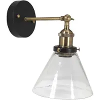 PR Home Lambda vegglampe, messing/klar, Ø 18 cm, glass
