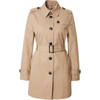 Tommy Hilfiger for woman. WW0WW24966 Beige Single Breasted Trench Coat (XXL), Casual, Cotton
