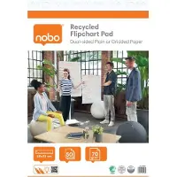 Nobo resirkulert flippoverblokk 58x81 cm, tosidig blanke eller rutet papir, 50 ark, Flippoverblokk, Flerfarget, Papir, 70 g/m², 50 sider, 580 mm