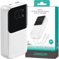 JOYROOM Minikraftbank med innebygde kabler JR-PBC06 30W 10000mAh - hvit