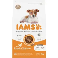 IAMS 10 + 2 kg gratis! 12 kg - Advanced Nutrition Puppy Small / Medium med kylling
