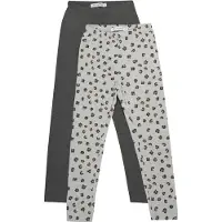 Minymo Leggings - 2-pack - Grå Melert/Leopard - - 5 år (110) - Leggings