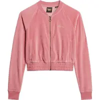 Superdry for woman. W2011936A Velvet baseball jacket with zip and pink embroidery (M), Casual, Cotton, Sustainable