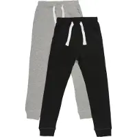 Minymo Joggebukser - 2-pack - Svart/Grå Melert - - 7 år (122) - Joggebukse