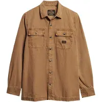 Superdry for man. M4010730A Workwear brown canvas overshirt (L), Casual, Cotton, Long sleeve, Organic Cotton, Sustainable